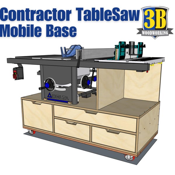 Table Saw Mobile Base Build Plans: DIY Woodworking Workbench (Digital Download)