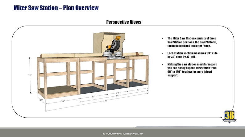 Miter Saw Station Build Plans Woodworking Plans, Miter Saw Workbench, Workshop Cabinet image 3