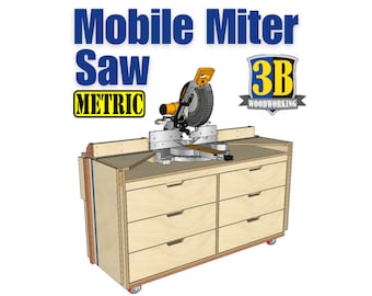 Mobile Miter Saw Station Plans: Metric Woodworking Workbench (Digital Download)