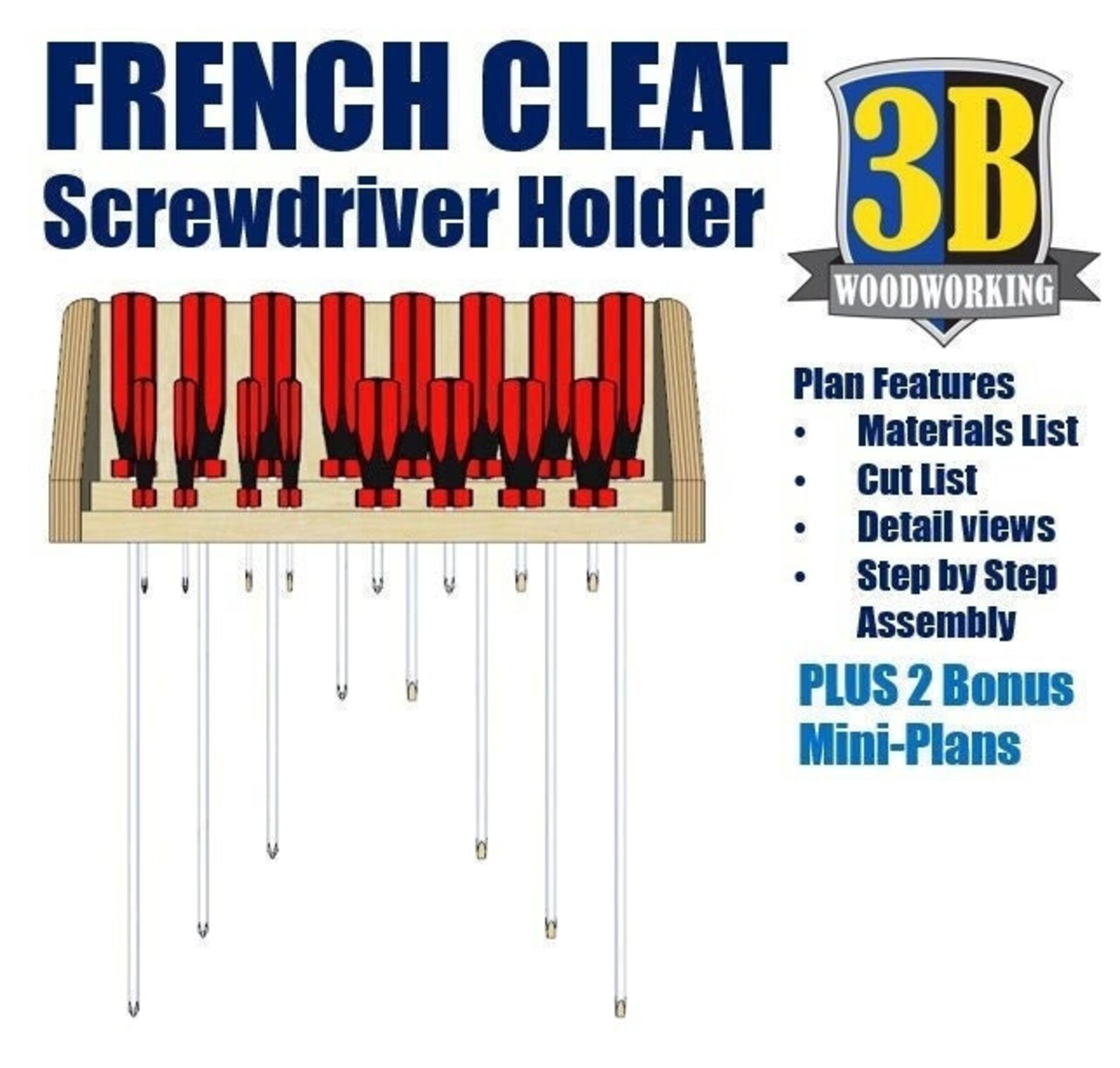 French Cleat Screwdriver Holder Build Plans Tool Storage Etsy