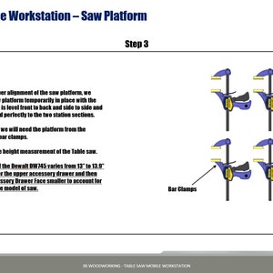 Woodworking plans for a table saw mobile workbench, designed for easy mobility and efficient workspace organization, with built-in storage and a sturdy surface for projects from 3bwoodworking