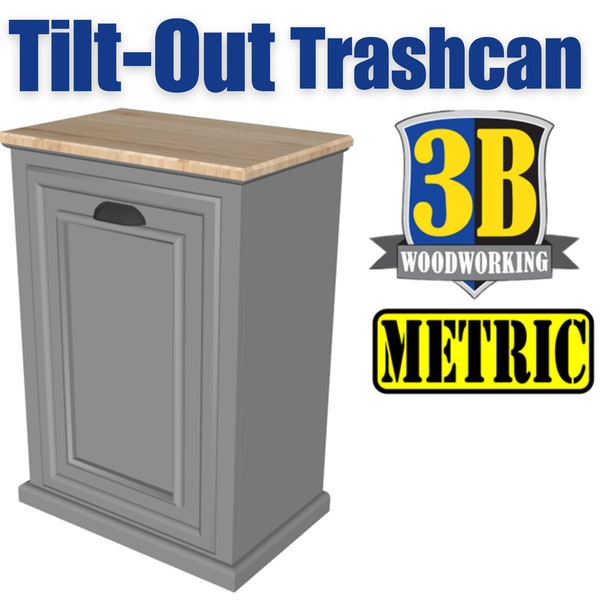 Tilt Out Trash bin Metric Build Plan, Trash Cabinet, Wooden Trash Bin / Digital Download