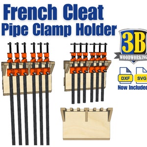 French Cleat Pipe Clamp Holder - Build Plans | Tool Storage, Clamp Organizer, Woodworking Plans