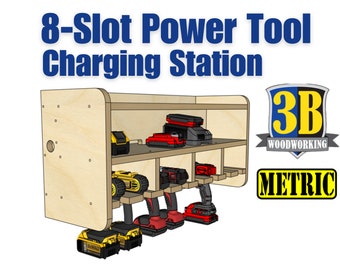 8 Slot Power Tool Charging Station - Metric Build Plans | Cordless Drill Holder, Drill Charging Station, Power Tool Organizer