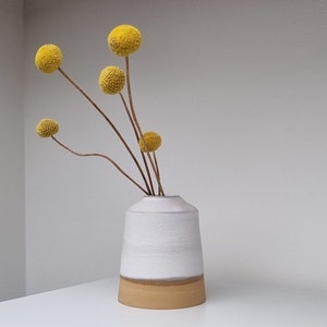 Petit vase grès brut et blanc mat idéal fleurs séchées image 1