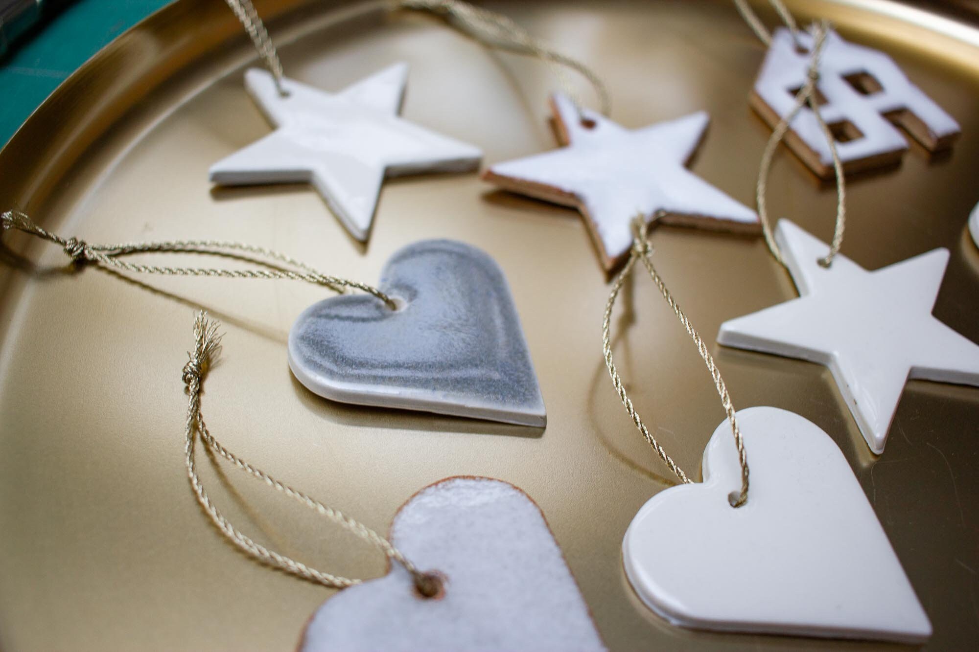 Décoration de Noël Cœur en Céramique Pour Le Sapin, Fait Main