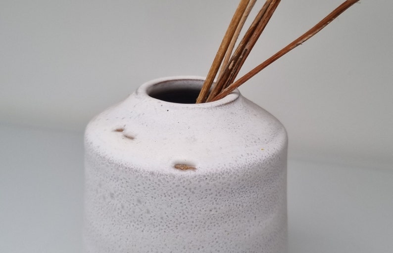 Petit vase grès brut et blanc mat idéal fleurs séchées image 8