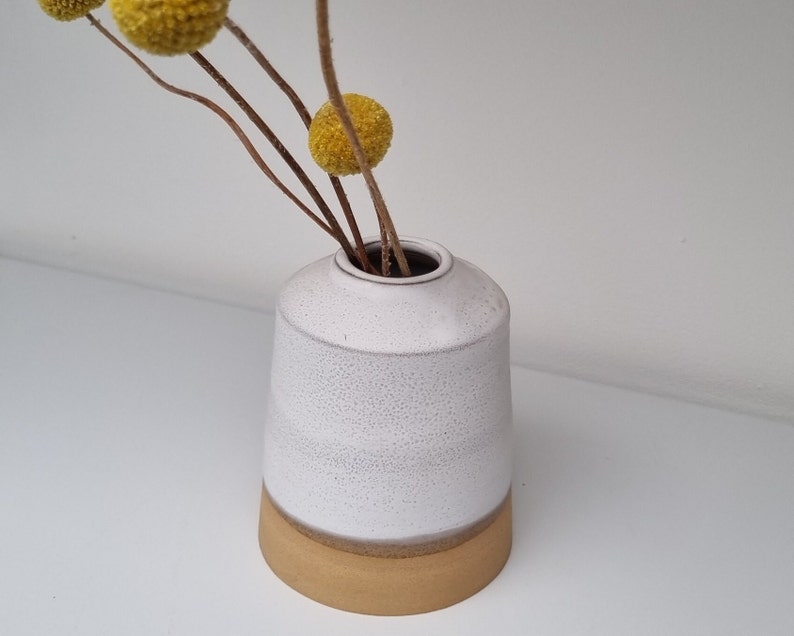 Petit vase grès brut et blanc mat idéal fleurs séchées image 6