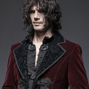 Men's Tailcoat Red Velvet Goth Steampunk Aristocrat - Etsy