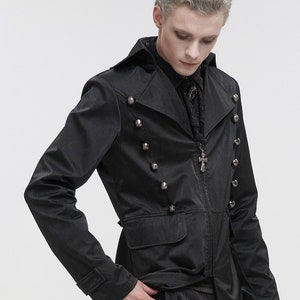 Punk Leather Cross Long Coat for Men,cyberpunk Cardigan, Gift for Him ...