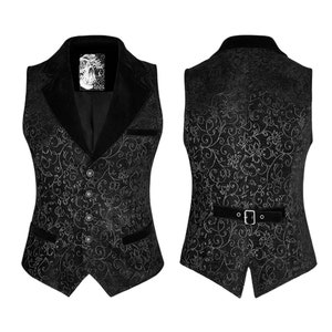 Men Steampunk Vintage Jacquard Vest, Goth Elegant Gentleman Slim Fitted Adjustable Waist Men Vest gift for him