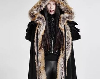 Wolf Fur Fur Coat Fur Shrug Faux Fur Winter Coat Capelet - Etsy
