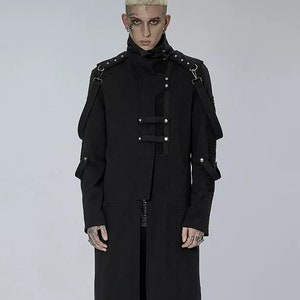 Mens high collar trench coat hotsell