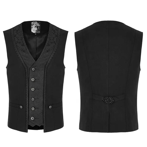 ARIST V-NECK VEST Black Tuxedo Waistcoat 