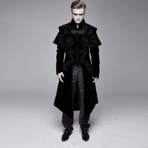 Gothic Hand-embroidered Collar Velveteen Coat for Men - Etsy