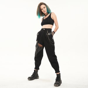 Cyberpunk Techwear Pants With Straps Women Streetwear Black Hip Hop ...