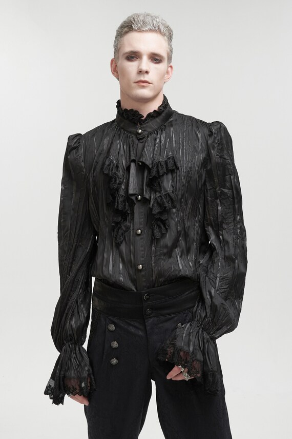 Gothic Vintage Ruffle Lace Long Sleeve Party Shirt for Men Etsy UK