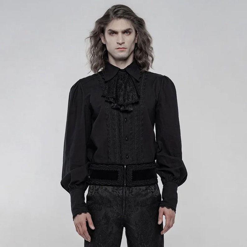 Gothic Long Sleeve Shirt Victorian Black Men's Blouse With - Etsy