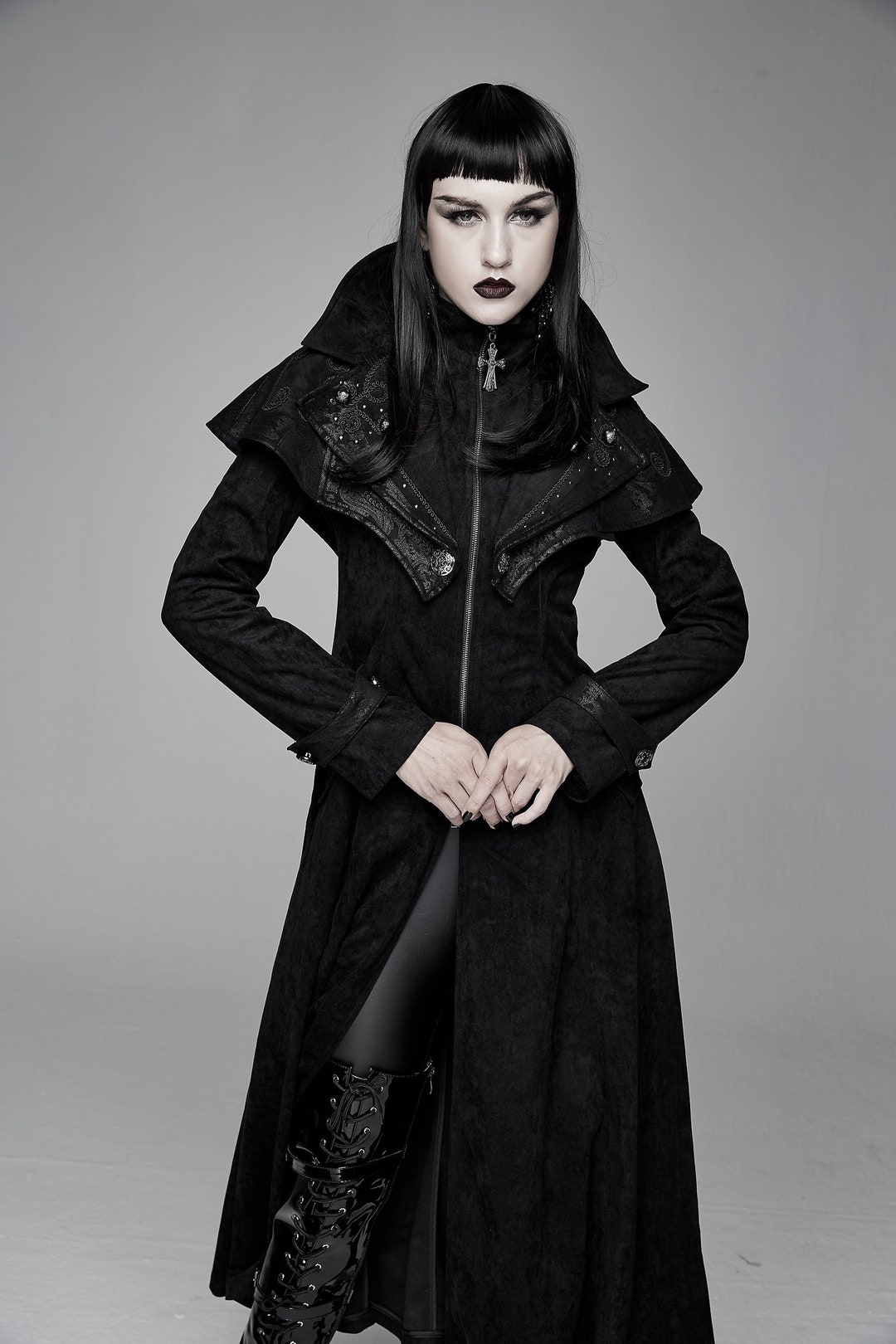 Gothic Punk Military Uniform Long Coat Rock Cosplay Steampunk - Etsy