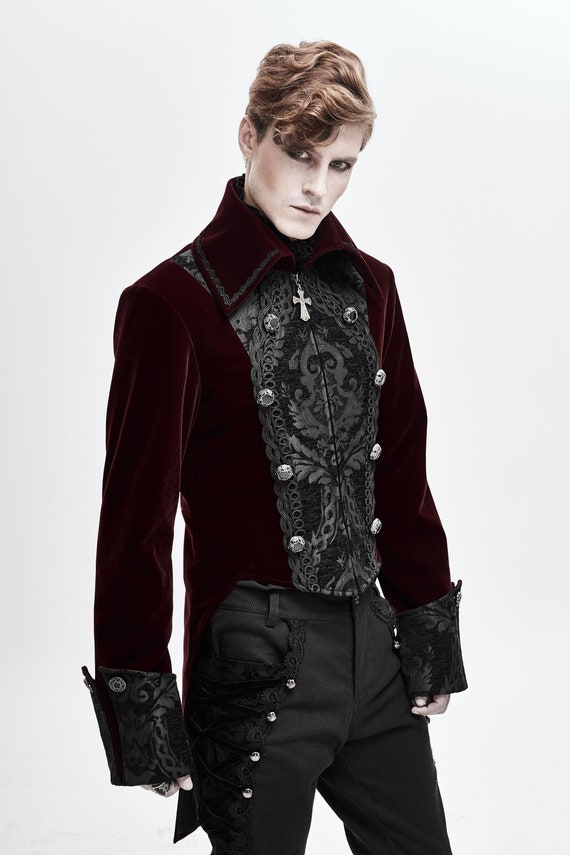 Hombres Vampire Regency Cueilcoat Chaqueta Terciopelo Gótico