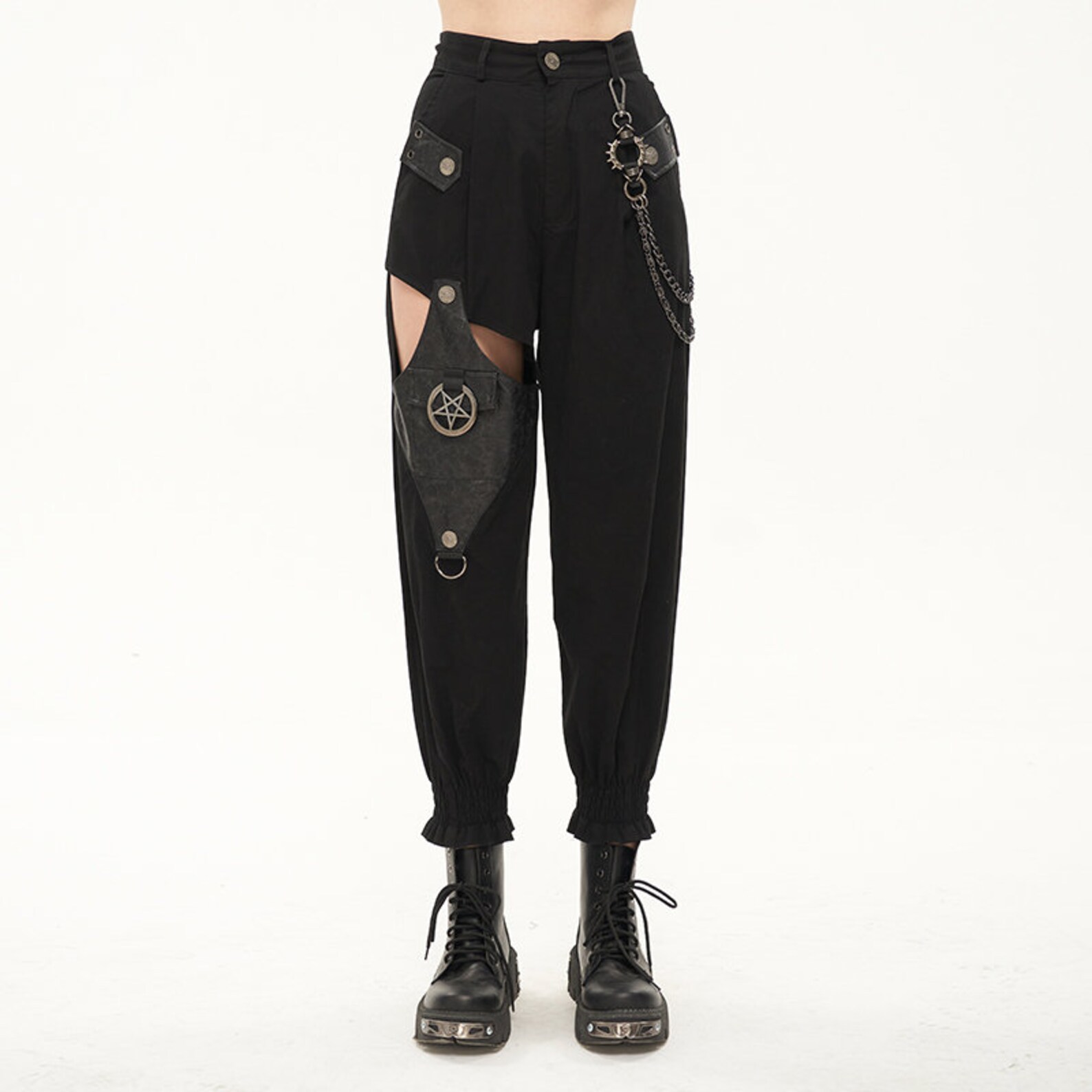 Cyberpunk Techwear Pants With Straps Women Streetwear Black Etsy