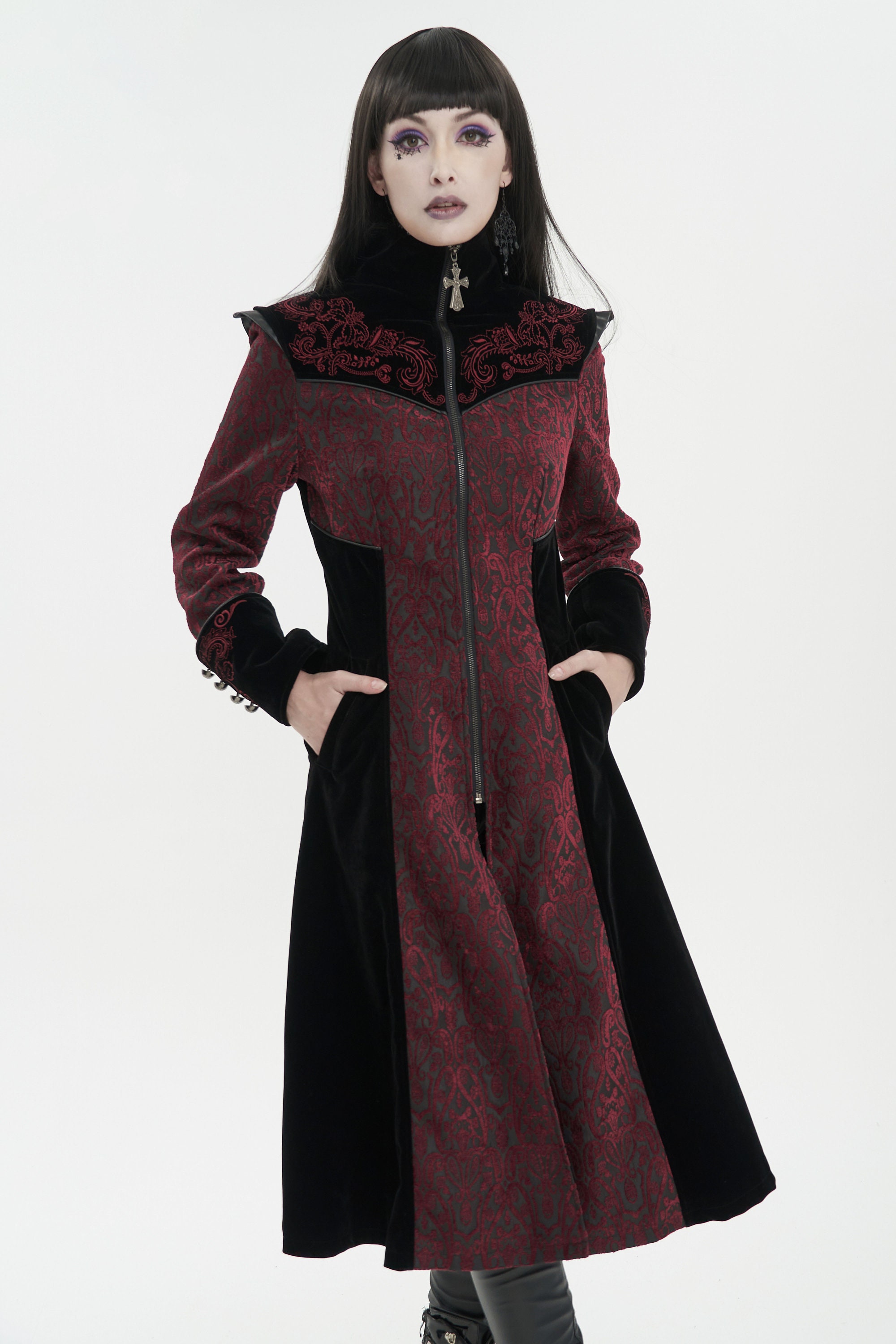 Capa medieval de manga larga para mujer, gabardina gótica Steampunk  victoriana, chaqueta de terciopelo con cremallera – Los mejores productos  en la