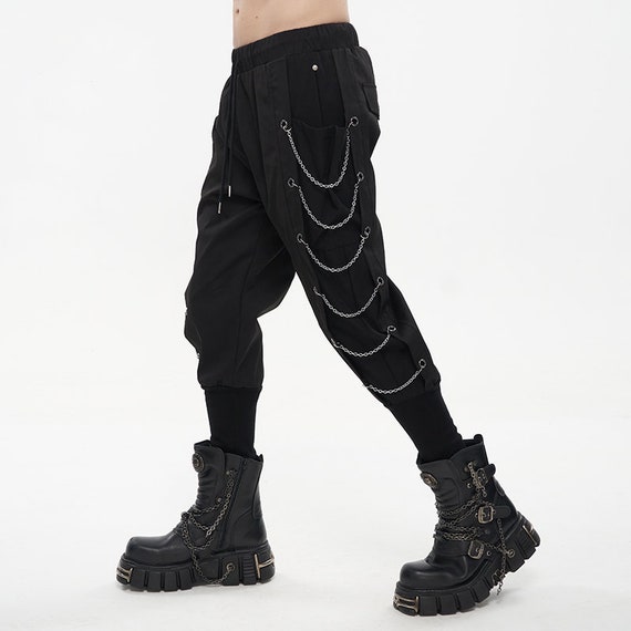 Black Ninja Joggers for Men Streetwear Fashion Dark Pants With