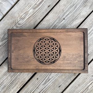 Handmade Ash Chaban Tea Tray: Flower of Life Gongfu Tea Ceremony