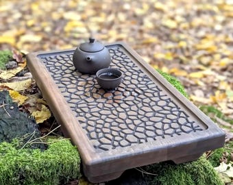Chaban in legno per la cerimonia del tè / Set completo di gongfu con teiera e tazze