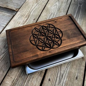 Gongfu Wooden Tea Tray “Flower of Life” – Chaban Tea Table with Water Drainage | Gift for Tea Lovers