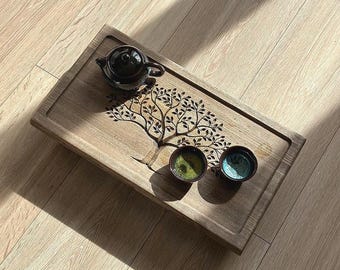 IRONWOOD Tea tray - Handmade Gongfu table with water tank