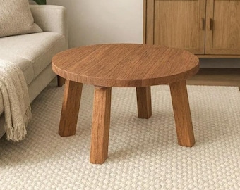 Rustic wood coffee table, round reclaimed oak side table, housewarming gift