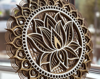 Handgemaakte houten mandala-muurkunst: boho-yogadecor