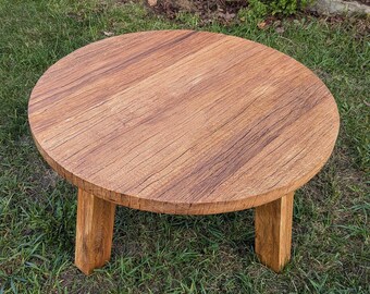 Reclaimed Barn wood coffee table – Solid round ironwood table