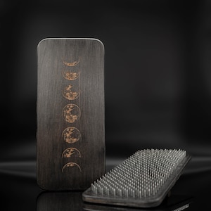 Black Sadhu board for yoga practice, Wooden nail board for acupressure and meditation, Acupuncture massage tool