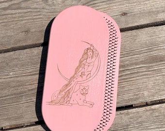 Foot Acupressure Board | Moon Goddess Engraving | Shakti Mat Alternative | Nail Standing Board | Reflexology Wellness Gift Women