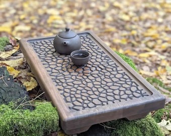 Wooden chaban for tea ceremony | Complete gongfu set with teapot and cups