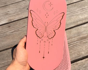 Gemini Gift for Her | Butterfly Moon Nail Board | Zodiac Wellness Gift | Celestial Acupressure Board | Gemini Birthday Gift Pink