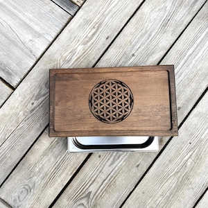 Wooden tea table with Flower of Life | Gongfu tea tray with drain | Handmade ash Chaban | Tea ceremony gift | Zen tea decor