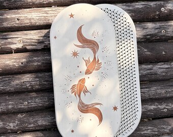 Pisces Gift for Her | Koi Fish Celestial Nail Board | Zodiac Wellness Gift | Acupressure Board White | Spiritual Birthday Gift Pisces