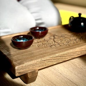 Wooden Gongfu tea tray with drain – Chaban tea table Yixing style | Chinese tea ceremony serving tray