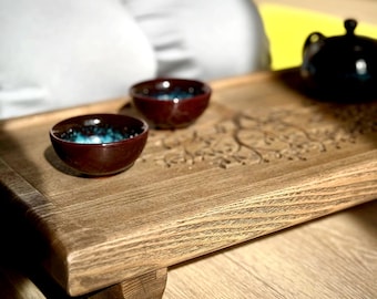 WOODEN TEA TRAY - Yixing Gongfu Chaban with Drain