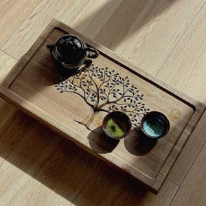 Handmade Ash Wood Chaban Tea Table: Gongfu Tray with Drain