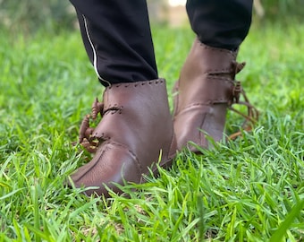 Viking Leather Boots – Medieval Shoes for LARP, Renaissance Fair, and Reenactment Costume