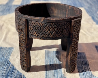 Moroccan Coffee Table: Round Wood Tea Table