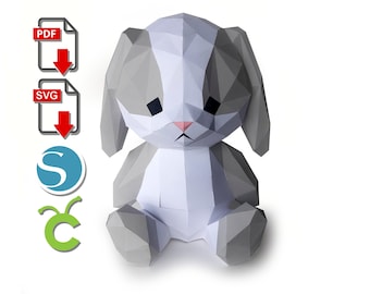 Bunny Papercraft: 3D Paper Sculpture DIY (PDF, SVG)