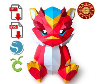 Dragon Papercraft: Low Poly DIY Paper Sculpture (PDF, SVG)