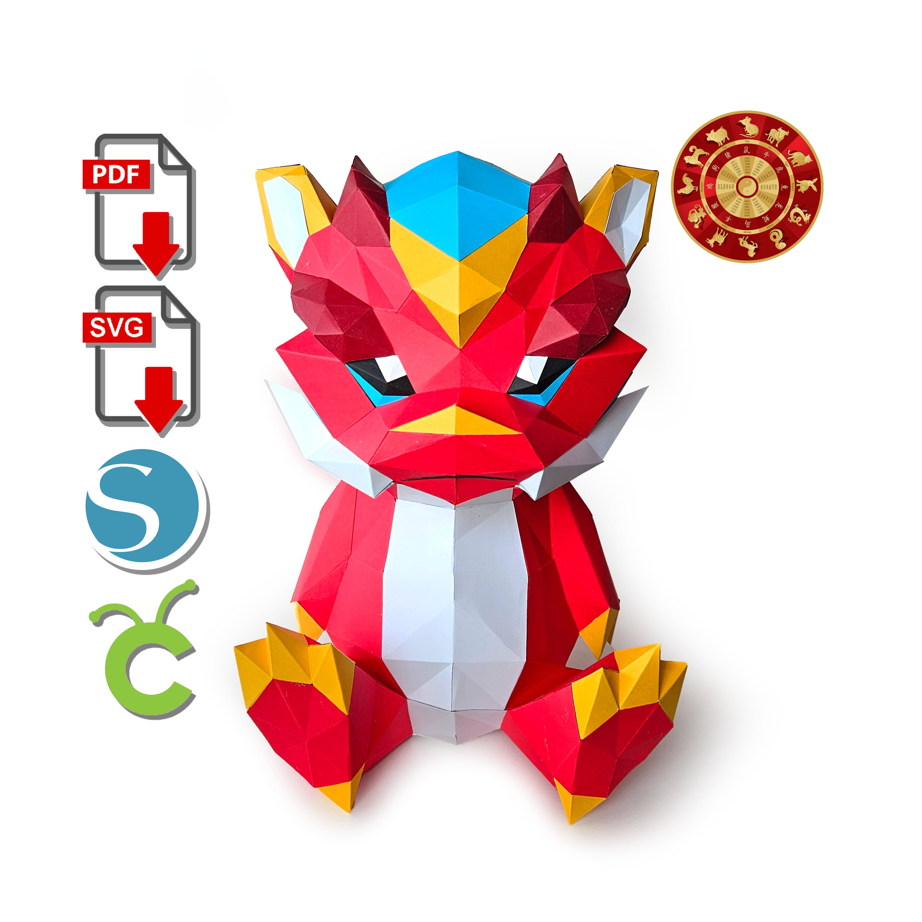 Dragon Papercraft, 3d Printed for Cricut or Silhouette Cameo, Pdf,