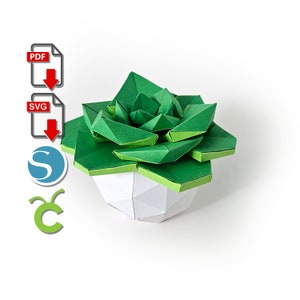 Succulente papercraft 3D per Cricut o Silhouette Cameo, pdf, svg, scultura di carta, fai da te Low Poly, regalo baby shower, capodanno lunare
