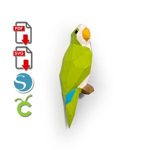 Artisanat 3D Quaker pour Cricut ou camée Silhouette, pdf, svg, sculpture en papier, bricolage low poly, cadeau pour amoureux des oiseaux, suspension